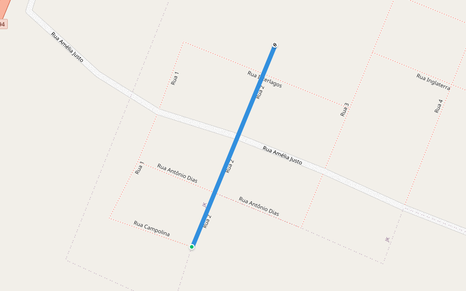 Rua 2 walking route map in Divinópolis