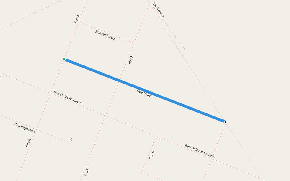 Rua Itália walking route map in Divinópolis