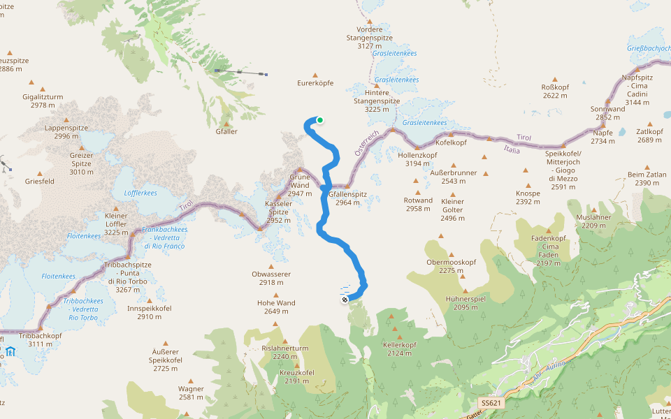Ahrntaler Schmugglerpfad walking route map in Gerlos