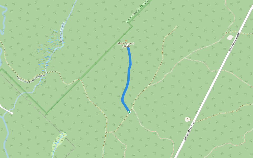 Sentier du Mont Durand walking route map in Val-des-Lacs