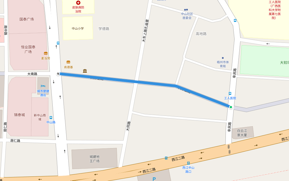 大东上路 walking route map in Wu Zhou Shi