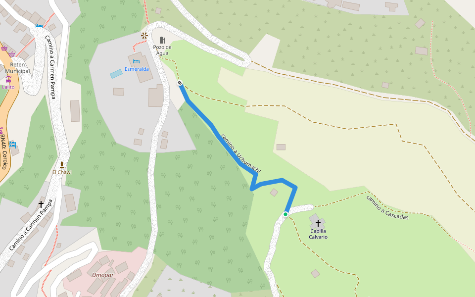 camino a Uchumachi walking route map in Coroico