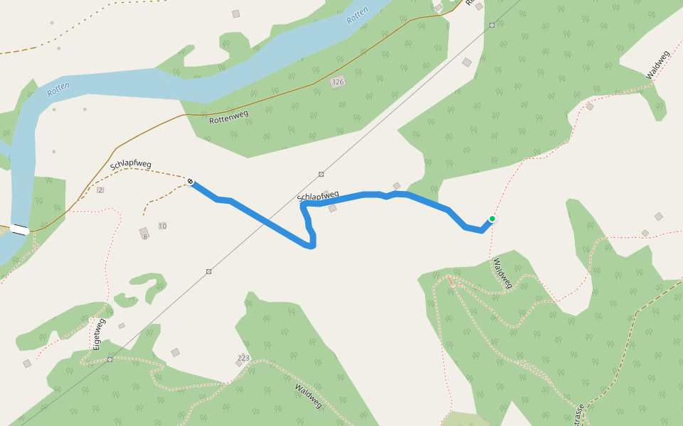 Schlapfweg walking route map in Goms