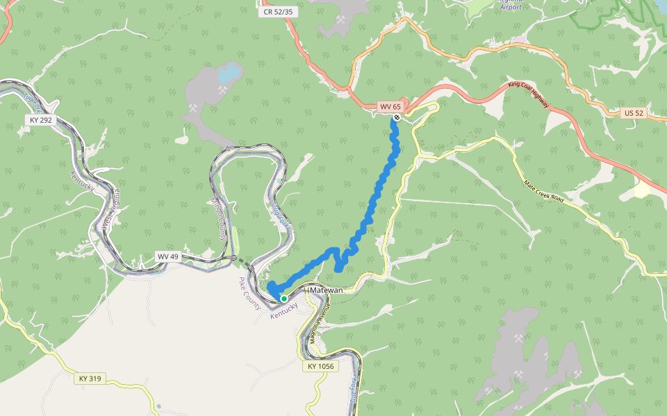 Great Eastern Trail walking route map in Matewan