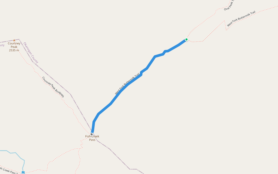 West Fork Buttermilk Trail walking route map in Twisp