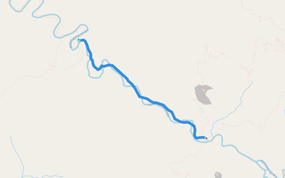 Piste Koéalagoguamba - camp des chinois walking route map in Tamoa