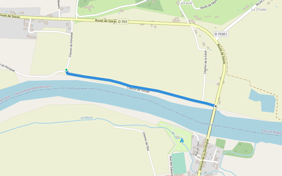Chemin de Halage walking route map in Coux et Bigaroque-Mouzens