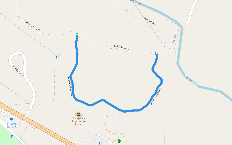 Interpretive Trail walking route map in Salmon