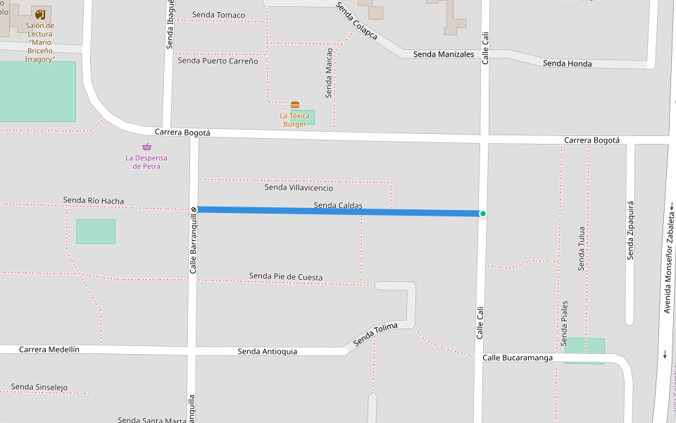 Senda Caldas walking route map in Ciudad Guayana