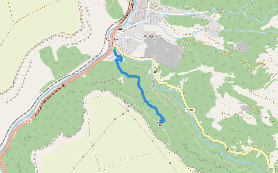 Surb Grigor Bardzrakash Monastery trail walking route map in Dsegh
