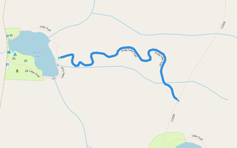 Snag Lake Trail walking route map in Naselle