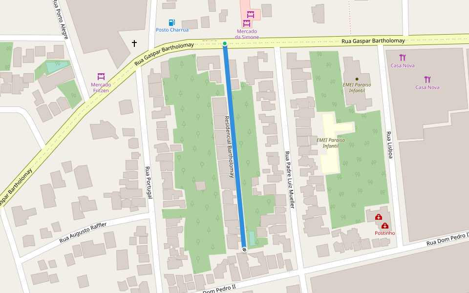Residencial Bartholomay walking route map in Santa Cruz do Sul