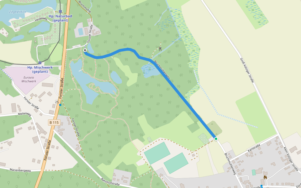 Bruchmühlenweg walking route map in Neiße-Malxetal