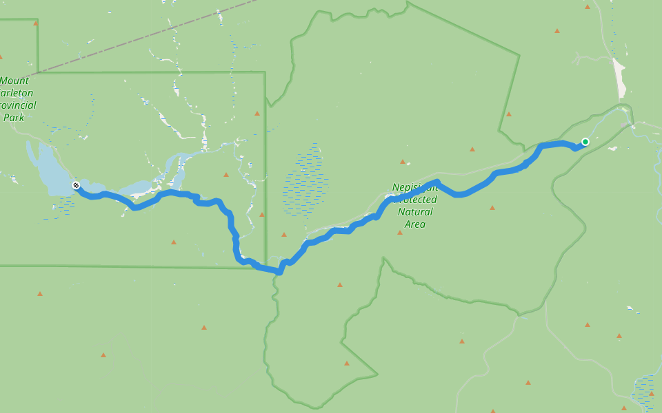 Sentier Nepisiguit Mi'gmaq Trail walking route map in Popple Depot