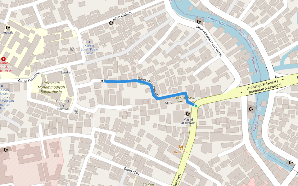 Gang Musyawarah walking route map in Banjarmasin