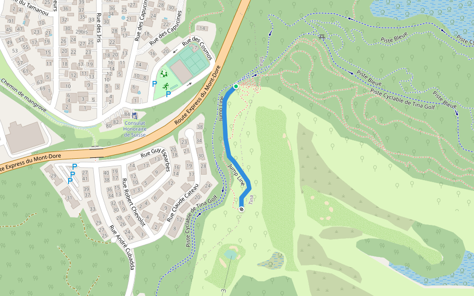 Jump Line walking route map in Dumbéa