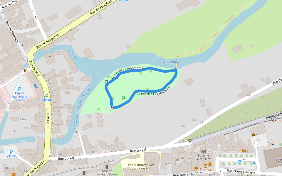 Le Pré des Lavandières walking route map in Vitré