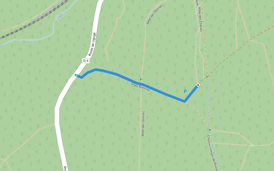 Allée Blanche walking route map in Ligugé