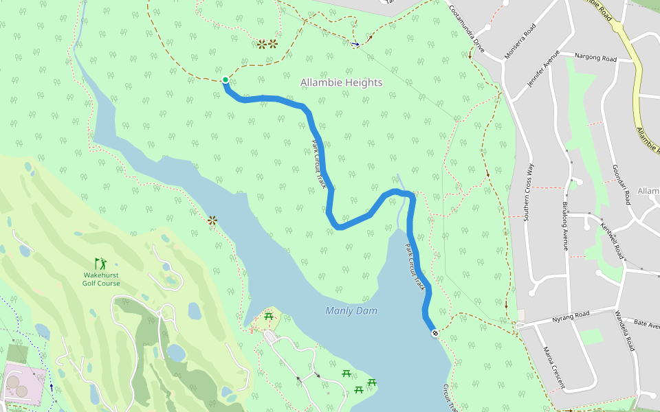 Park Circuit Track walking route map in Allambie Heights
