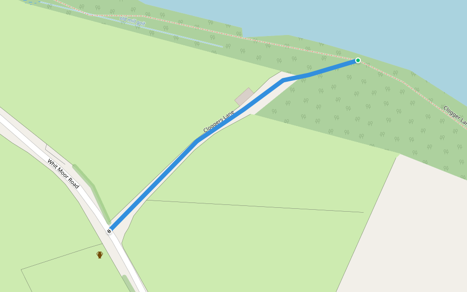 Cloggers Lane walking route map in West End