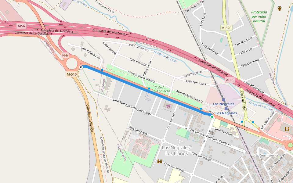 Cañada Real Coruñesa - Cordel de Valladolid walking route map in Alpedrete