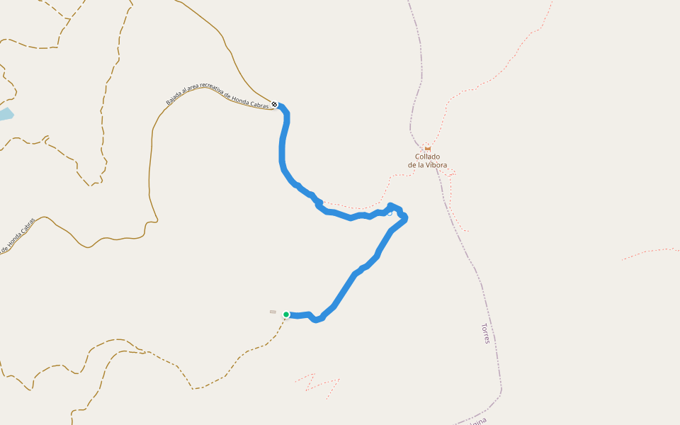 Bajada desde el abrevadero del carceles a pista honda cabras walking route map in Cambil