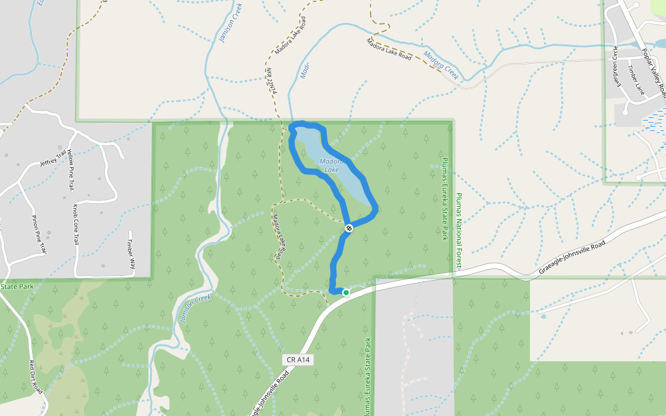 Madora Lake Loop Trail walking route map in Graeagle