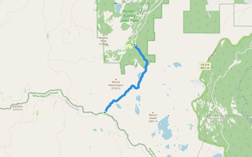 Jamison Creek Trail walking route map in Downieville