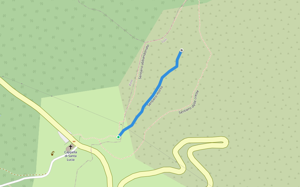 Sentiero morto walking route map in Pino