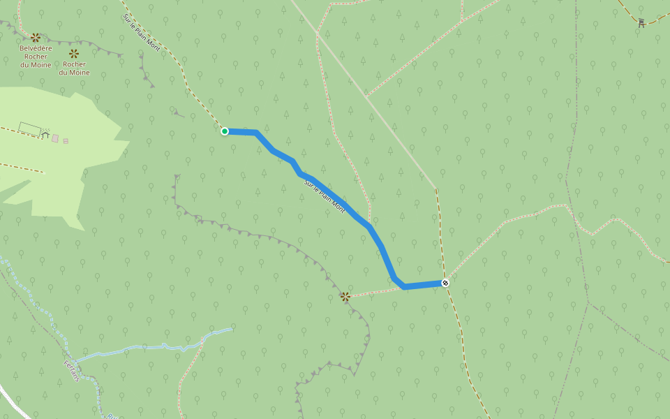 Sur le Plain Mont walking route map in Cléron