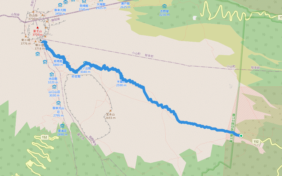 御殿場ルート 「登り」 walking route map in Gotemba
