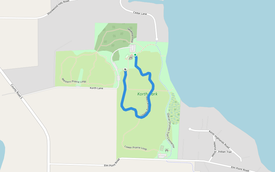 Upper Prairie Loop walking route map in Lake Mills