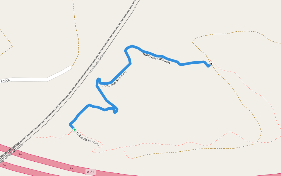 Trilho dos Saltinhos walking route map in Venda do Pinheiro