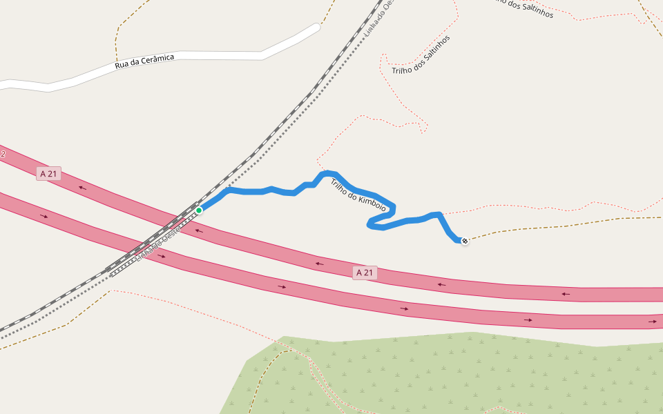 Trilho do Kimboio walking route map in Venda do Pinheiro