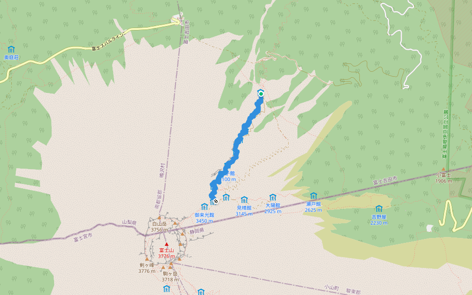 吉田ルート「上り」 walking route map in Fujiyoshida