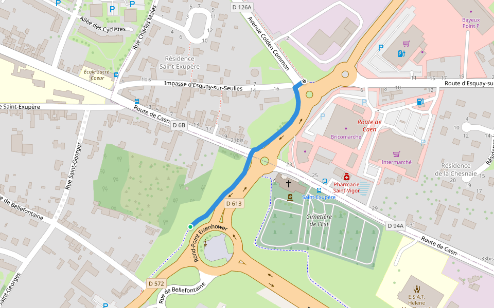 Voie verte - Boulevard Winston Churchill walking route map in Bayeux