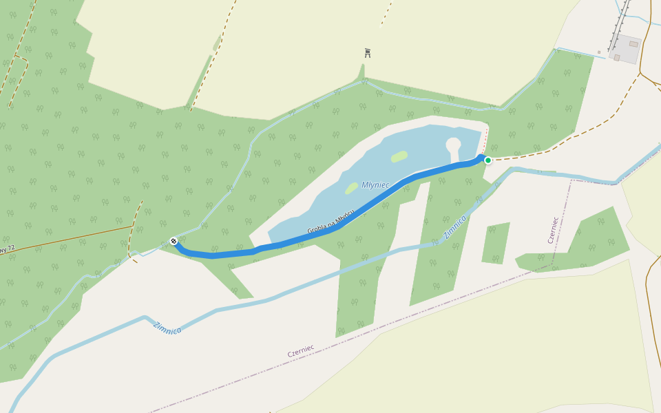 Grobla na Młyńcu walking route map in Niemstów