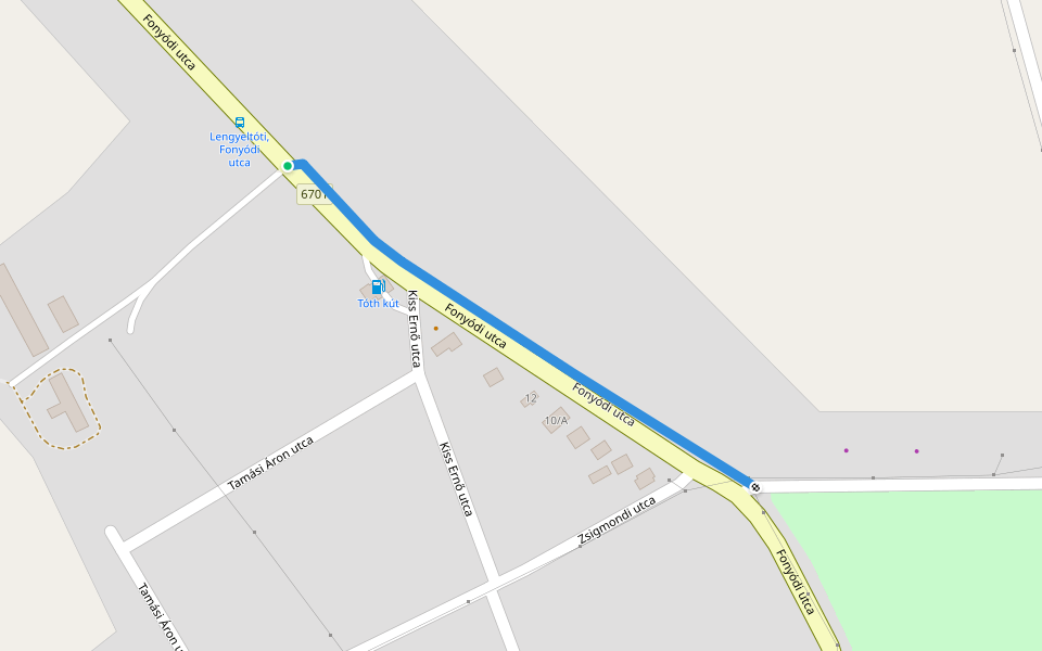 Fonyódi utca walking route map in Lengyeltóti