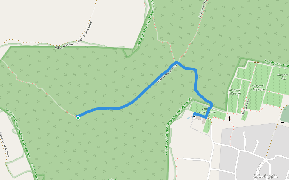 Tsminda Marina walk walking route map in Maghraani