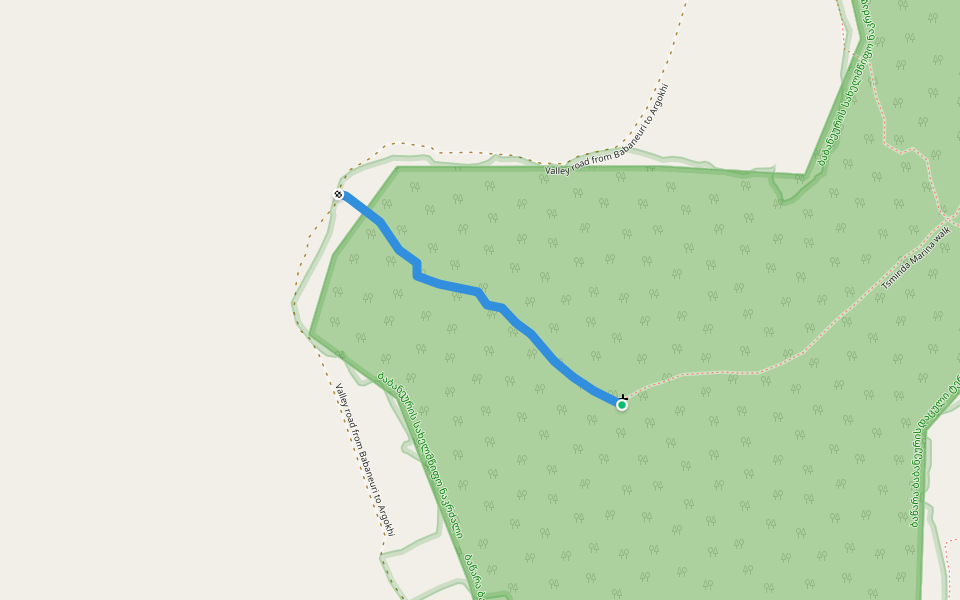 Scramble down from Tsminda Marina walking route map in Atskuri