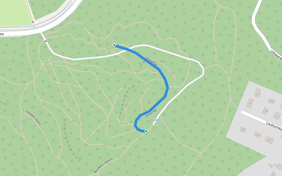 Jyrkempi walking route map in Turku