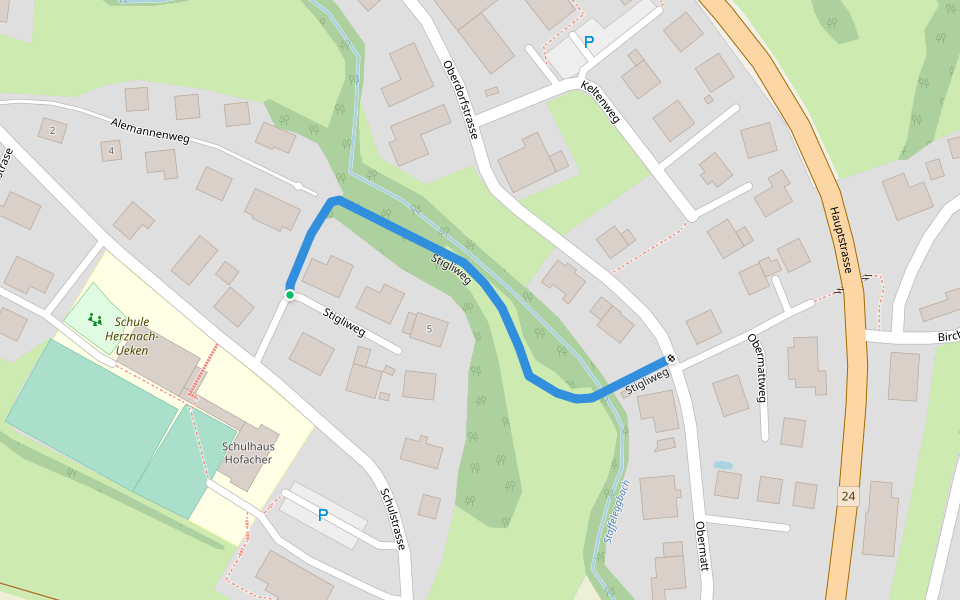 Stigliweg walking route map in Herznach-Ueken