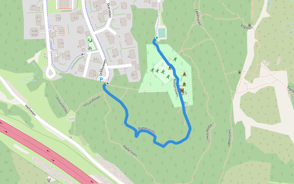 Batteristien walking route map in Buer