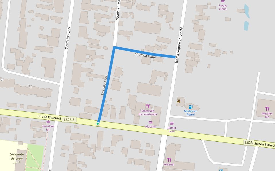 Stradela 1 Mai walking route map in Dezghingea