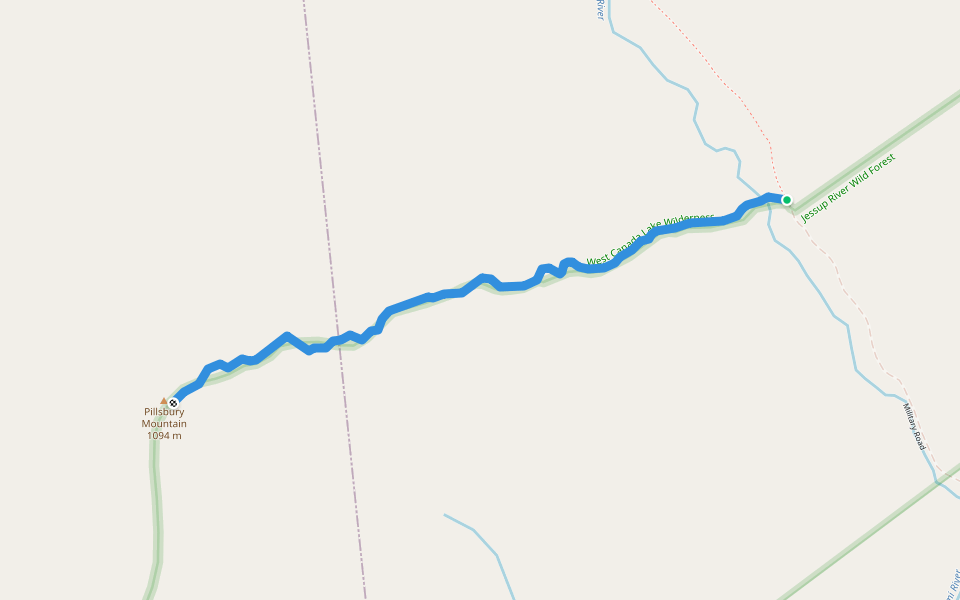 Pillsbury Mountain Trail walking route map in Lake Pleasant