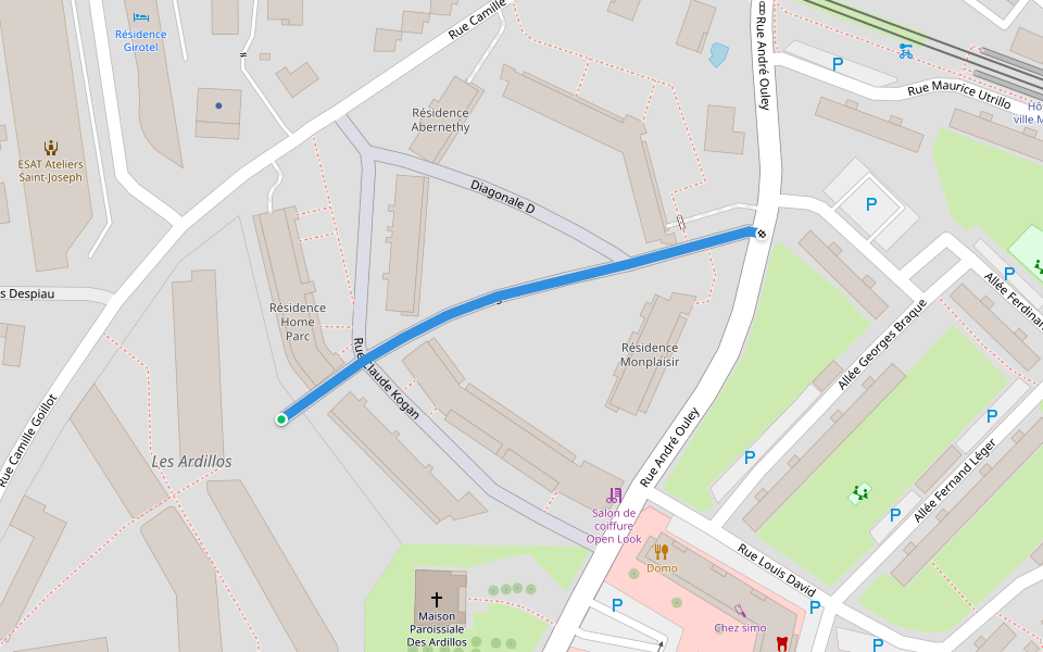 Diagonale C walking route map in Mérignac