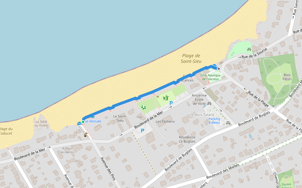 Digue de Saint-Sieu walking route map in Lancieux