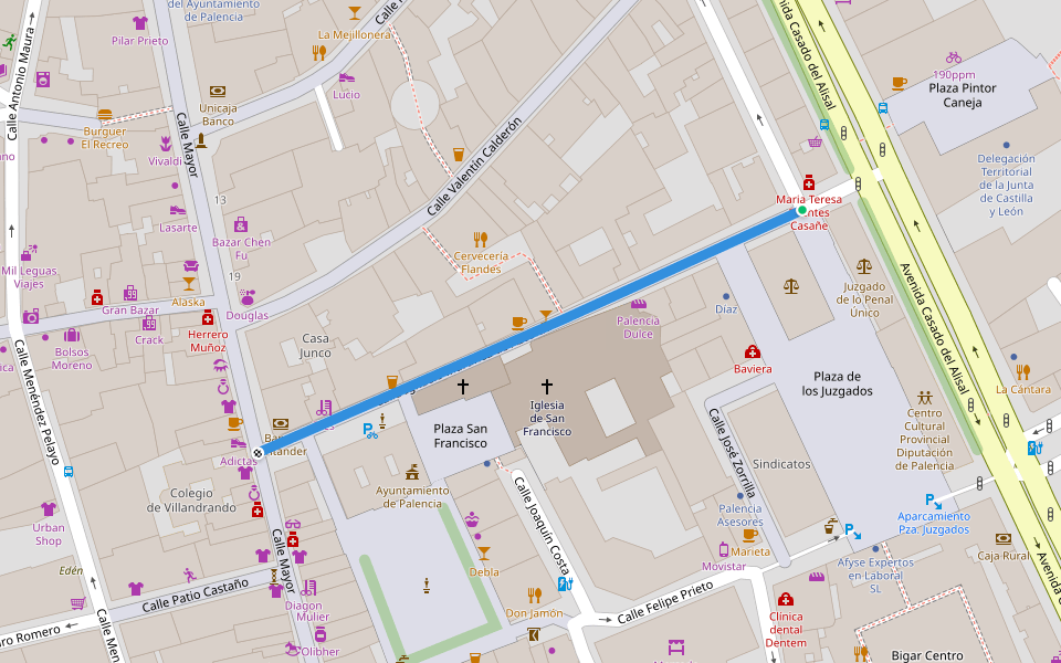 Calle Ignacio Martínez de Azcoitia walking route map in Palencia