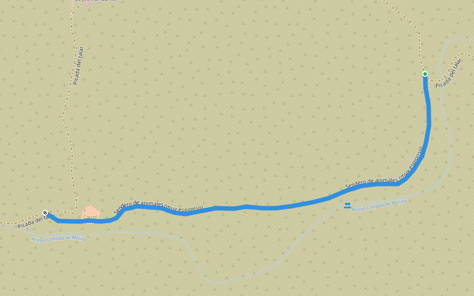 Sendero de animales (muy espionso) walking route map in La Calera