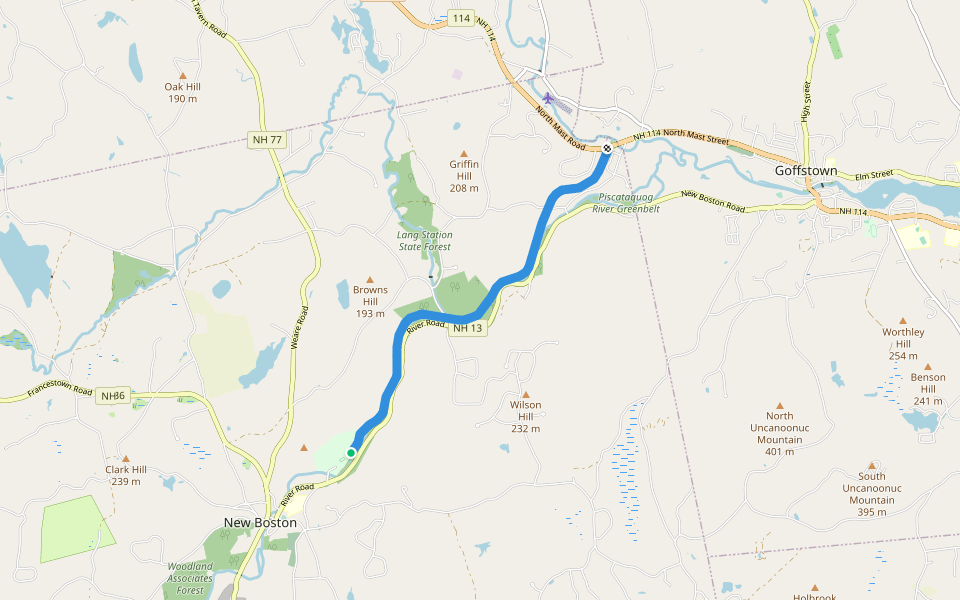 New Boston Rail Trail walking route map in New Boston